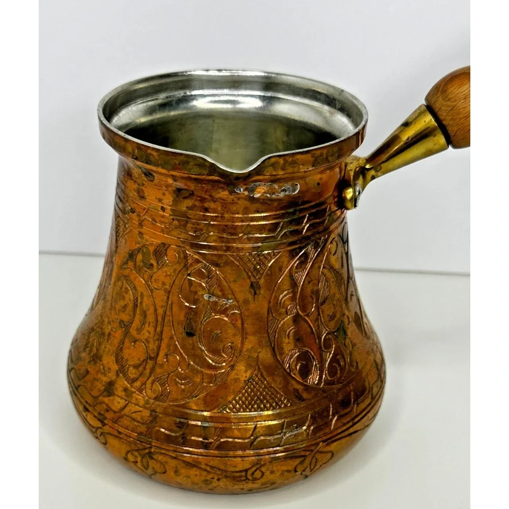 Vintage Engraved Solid Copper Turkish Arabic Coffee Pot The Silk Road Trade